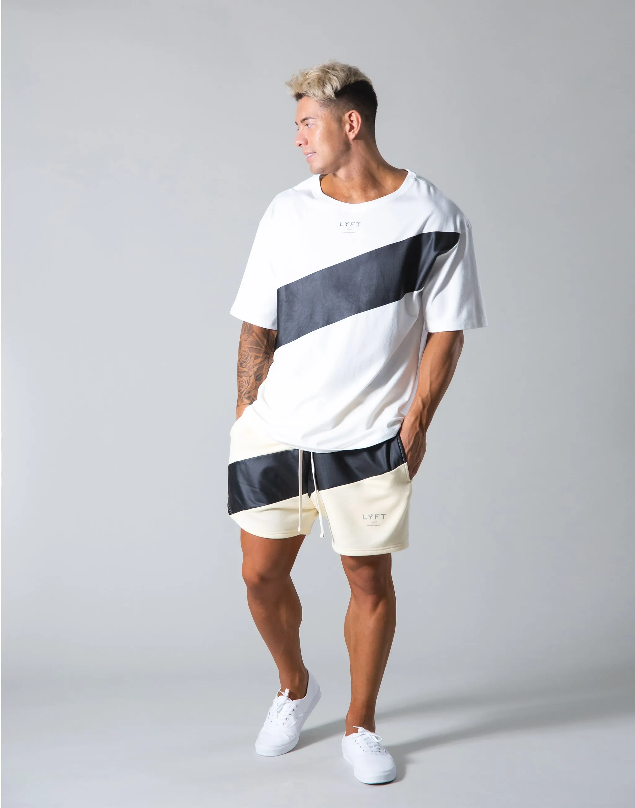Angle Wide Line Big T-shirts - White