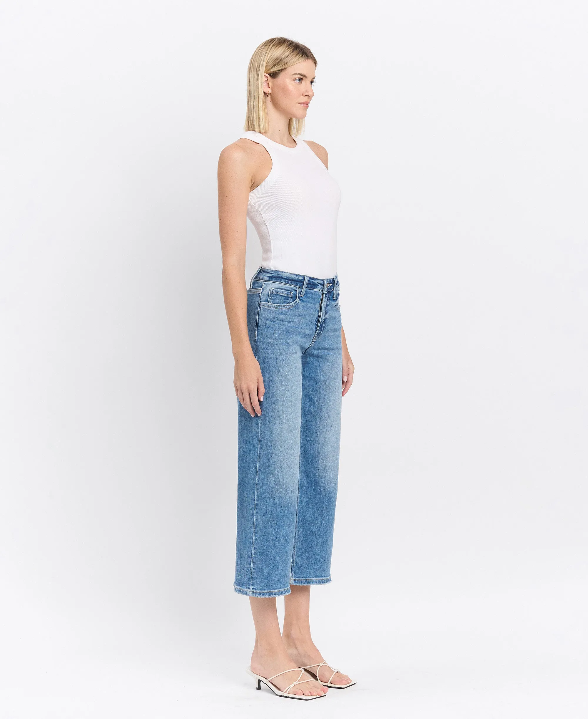 Beckoned - High Rise Crop Wide Leg Jeans