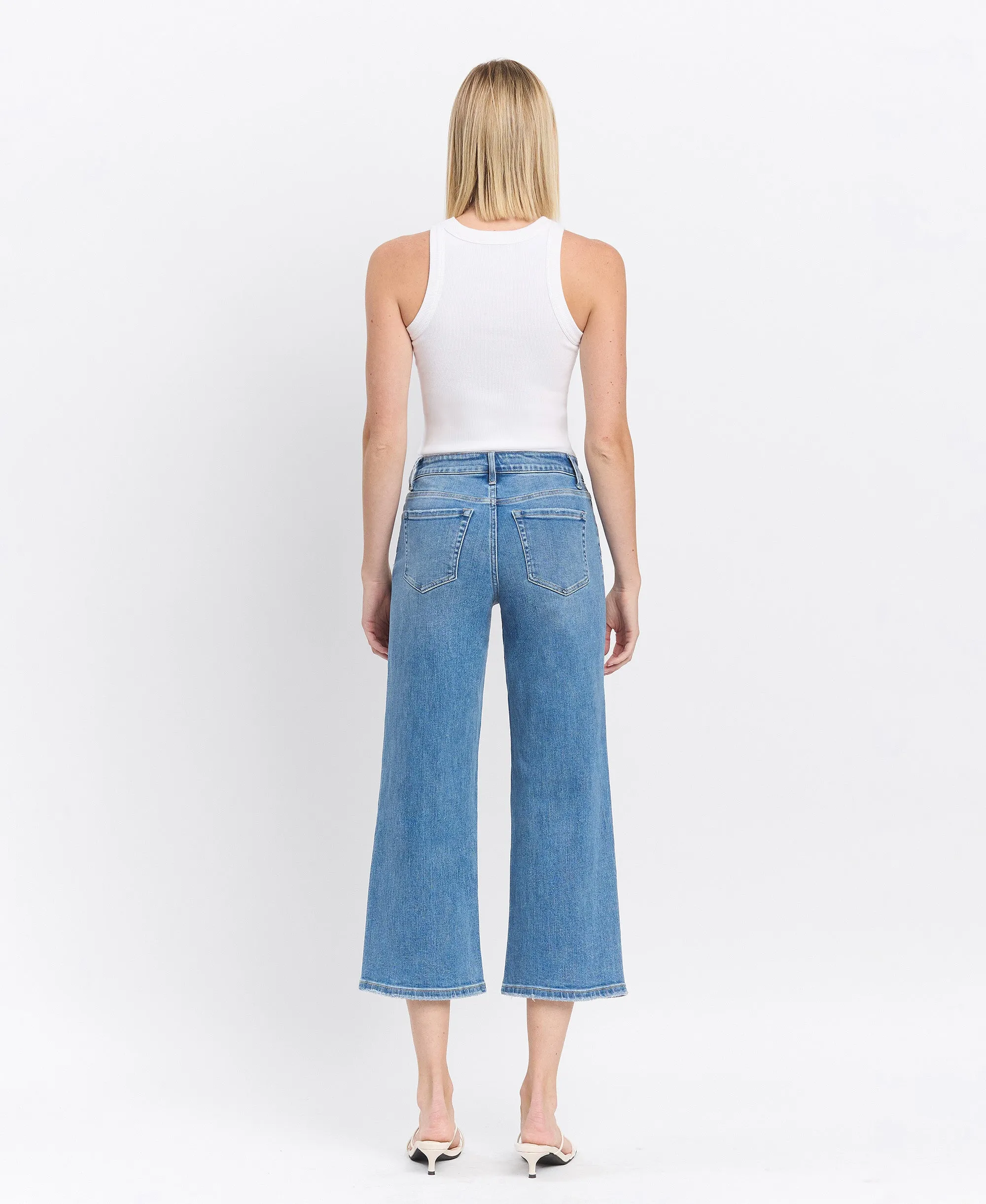 Beckoned - High Rise Crop Wide Leg Jeans