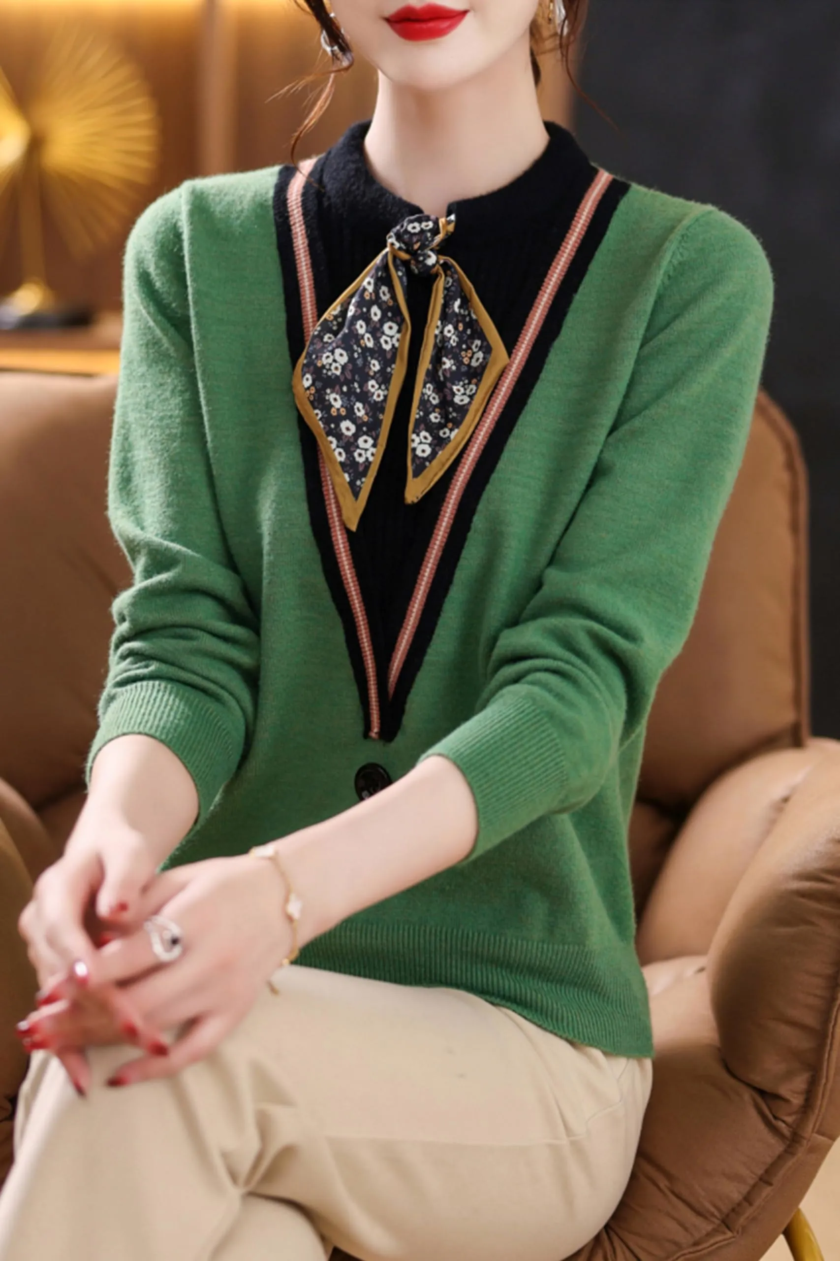 BK-Tie Neck Casual Shirt Tunic Pullover Blouse Tops