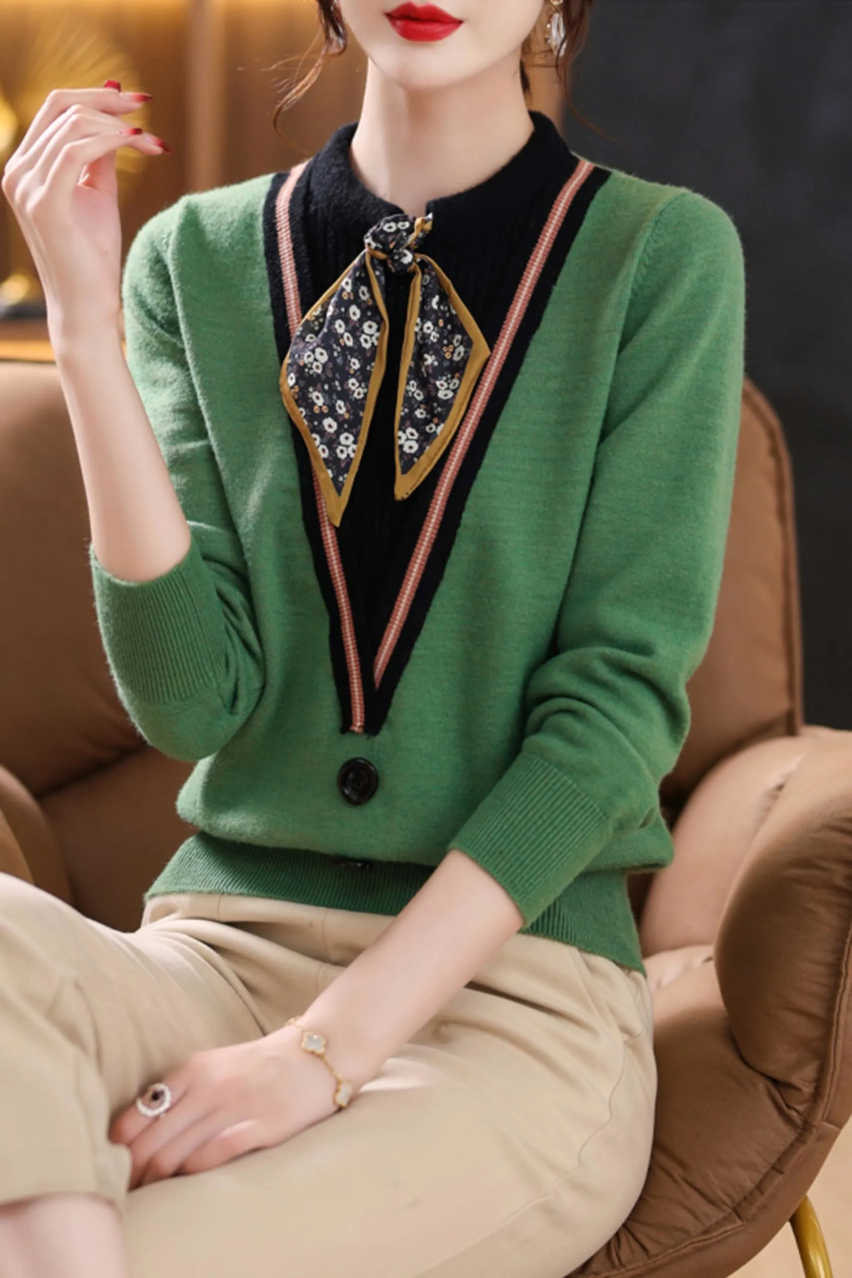 BK-Tie Neck Casual Shirt Tunic Pullover Blouse Tops