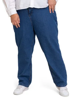 Blue 11 Plus Size-Momfit Jeans