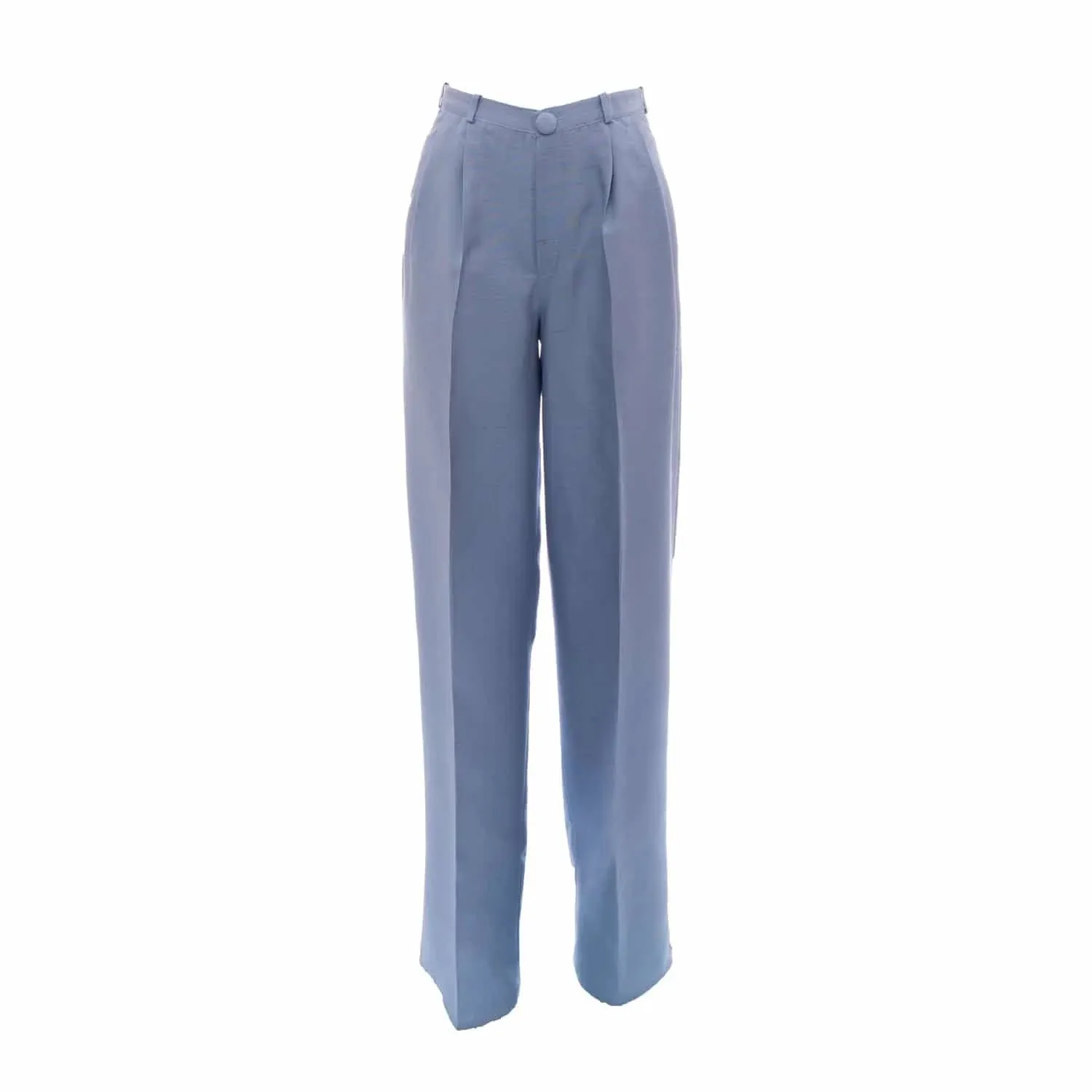 Blue Shantung Silk Pants