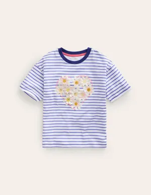 Boucle Relaxed T-shirt-Wisteria Blue/Ivory Heart