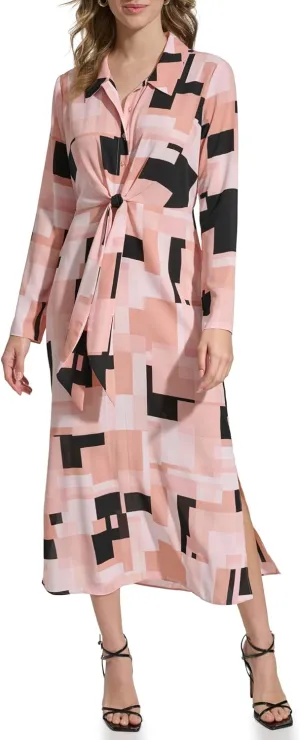 Calvin Klein Women's Printed Long Sleeve Dress