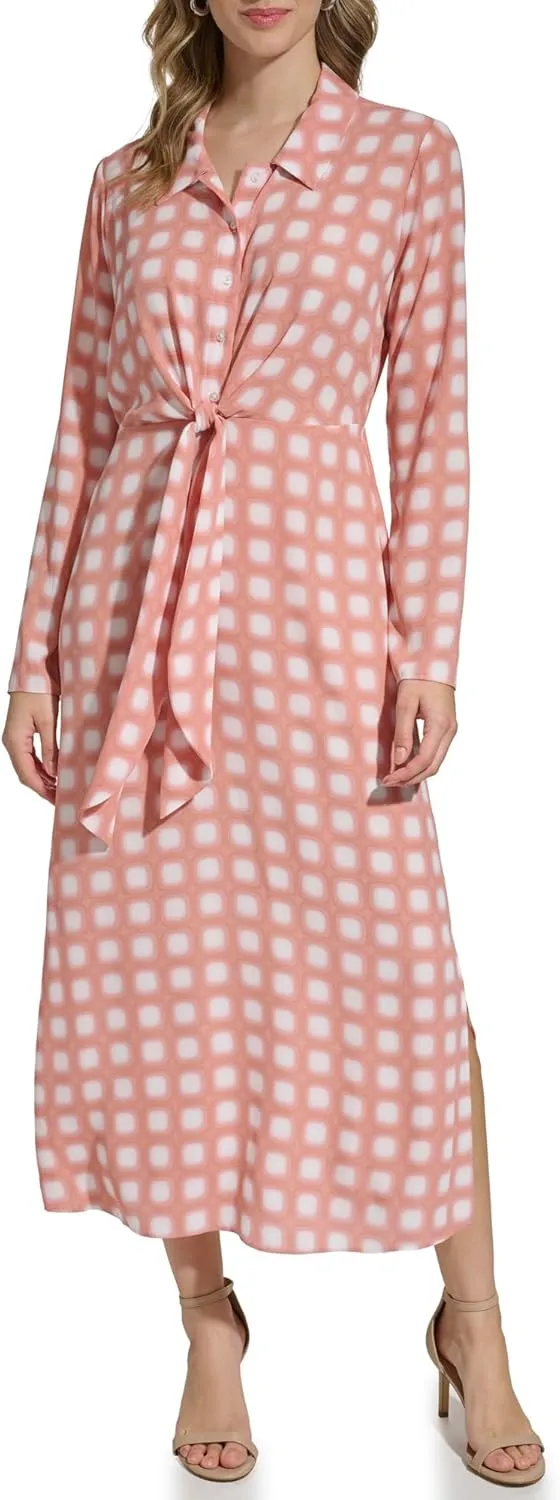 Calvin Klein Women's Printed Long Sleeve Dress