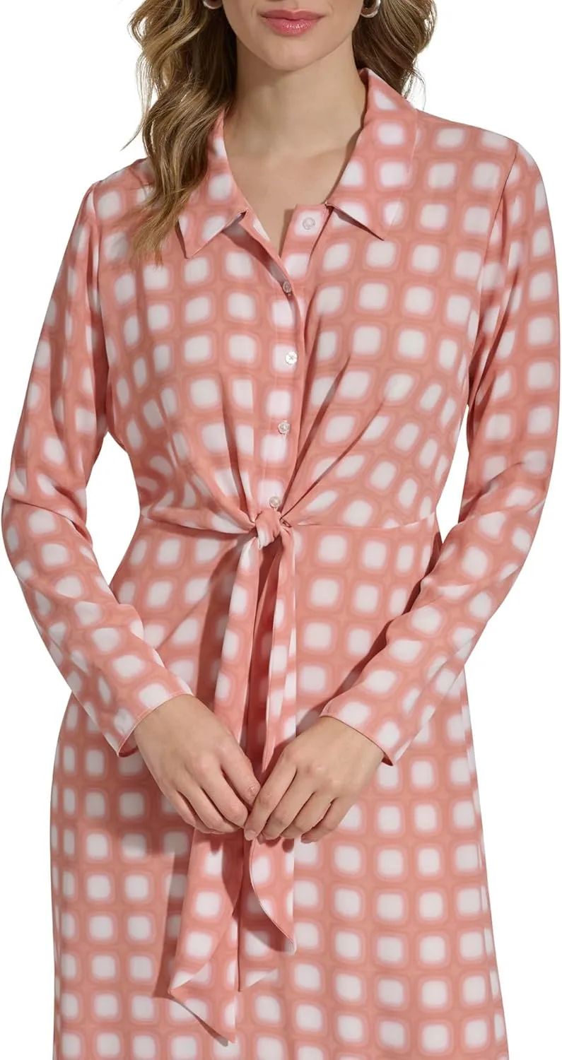 Calvin Klein Women's Printed Long Sleeve Dress