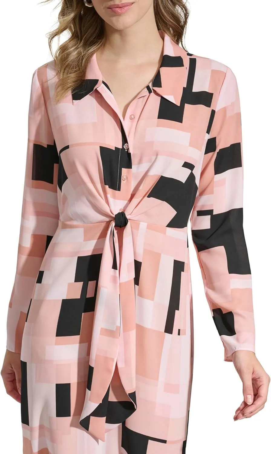Calvin Klein Women's Printed Long Sleeve Dress
