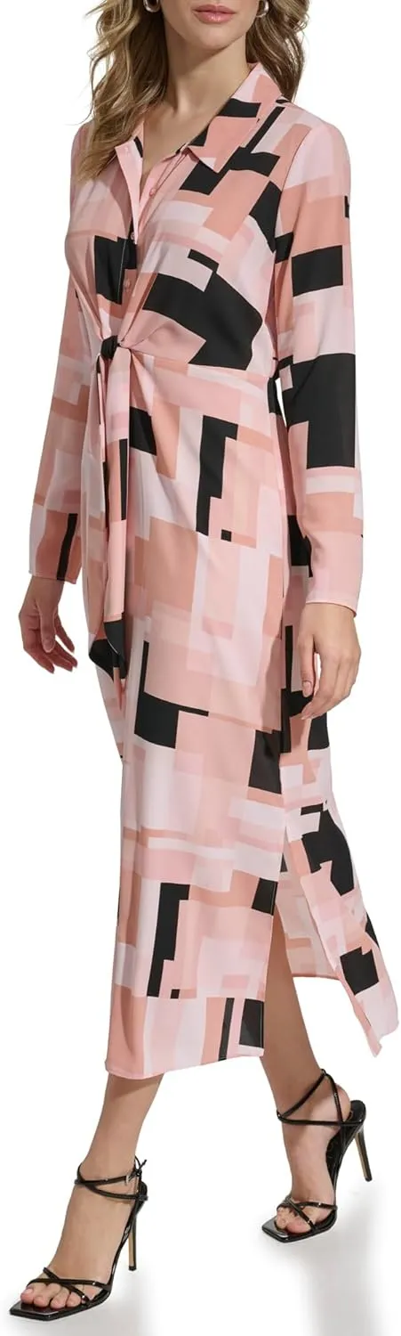 Calvin Klein Women's Printed Long Sleeve Dress