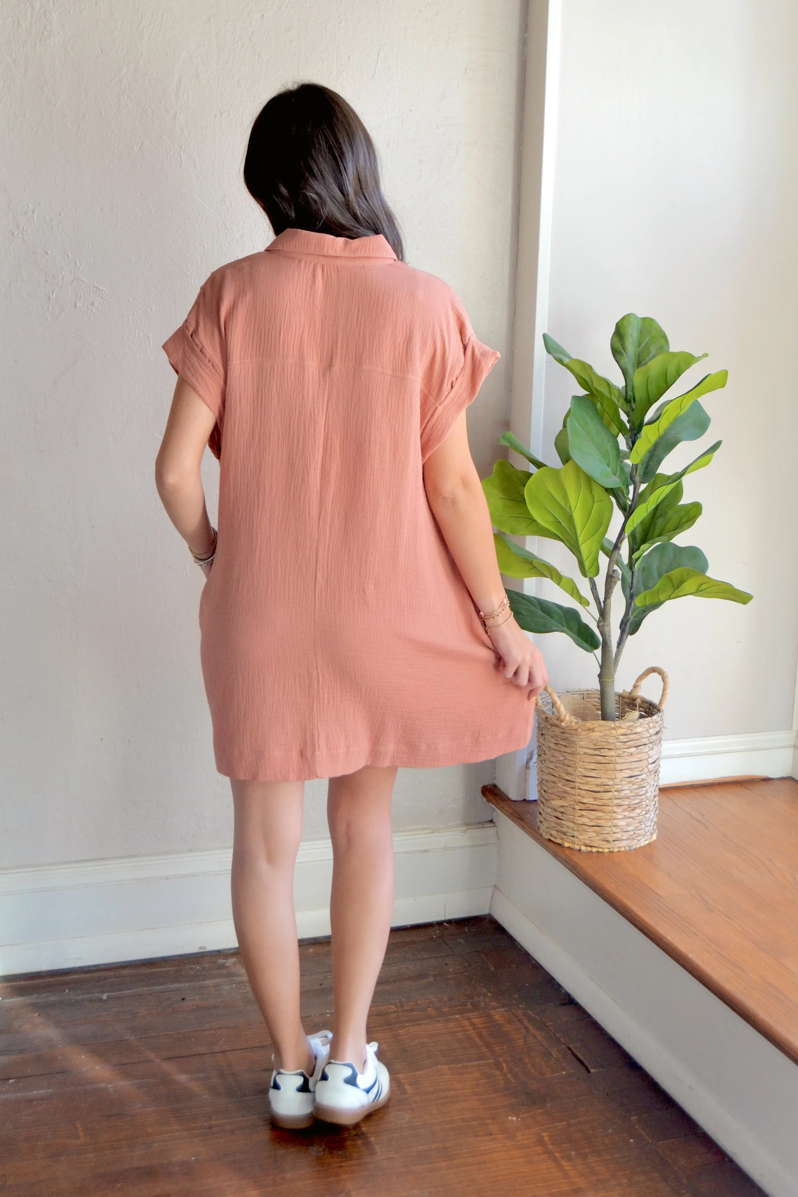 Clay button down cotton dress