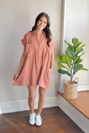 Clay button down cotton dress