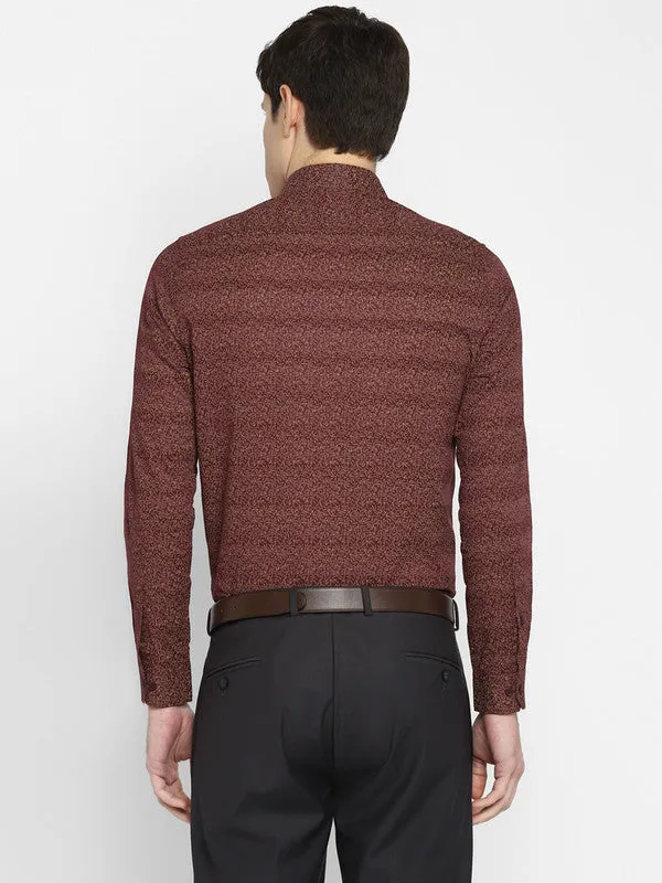 Cotton Maroon Slim Fit Printed Shirts