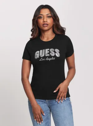 Eco Black Sequins Logo T-Shirt