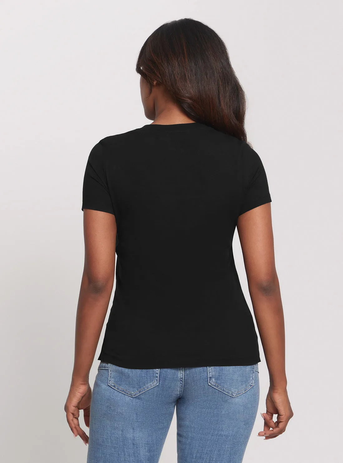 Eco Black Sequins Logo T-Shirt