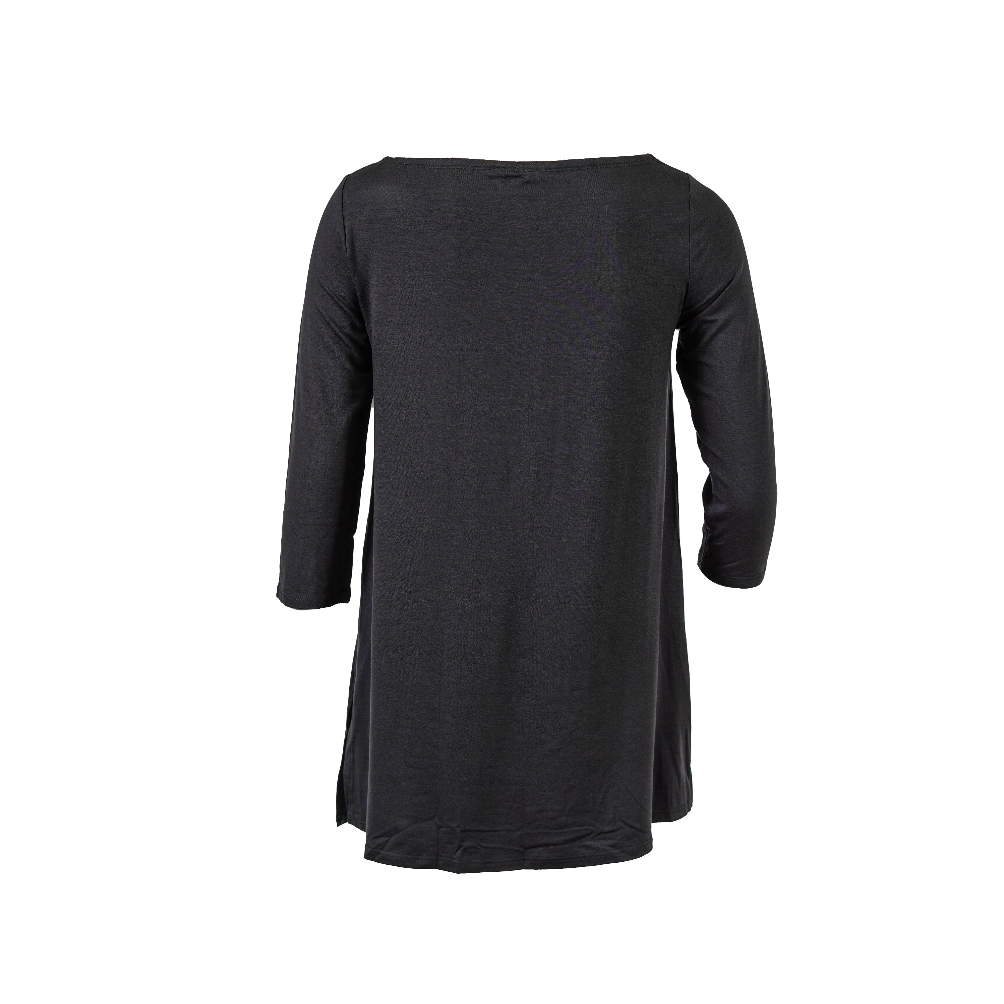 Eileen Fisher Women's Bataeu Neck Vented Hem Tunic Top Gray Size XXS