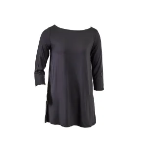Eileen Fisher Women's Bataeu Neck Vented Hem Tunic Top Gray Size XXS