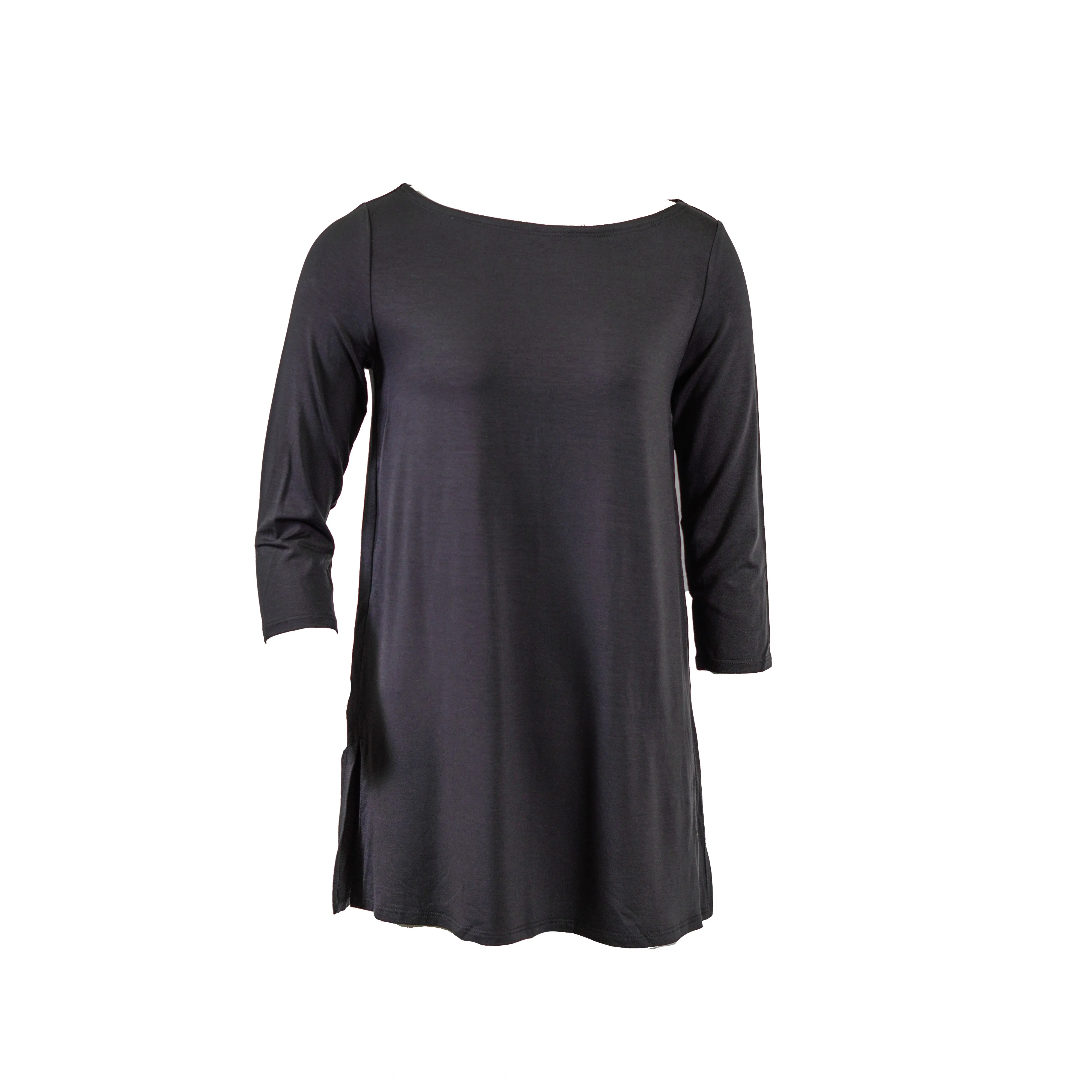 Eileen Fisher Women's Bataeu Neck Vented Hem Tunic Top Gray Size XXS