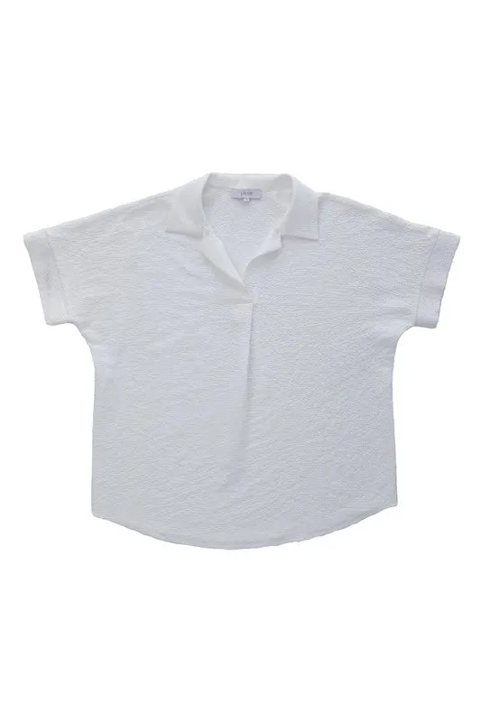 Elegant collared shirt v neck blouse