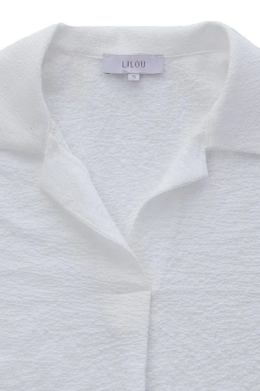 Elegant collared shirt v neck blouse