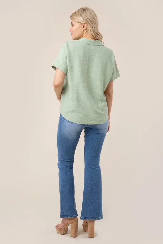 Elegant collared shirt v neck blouse