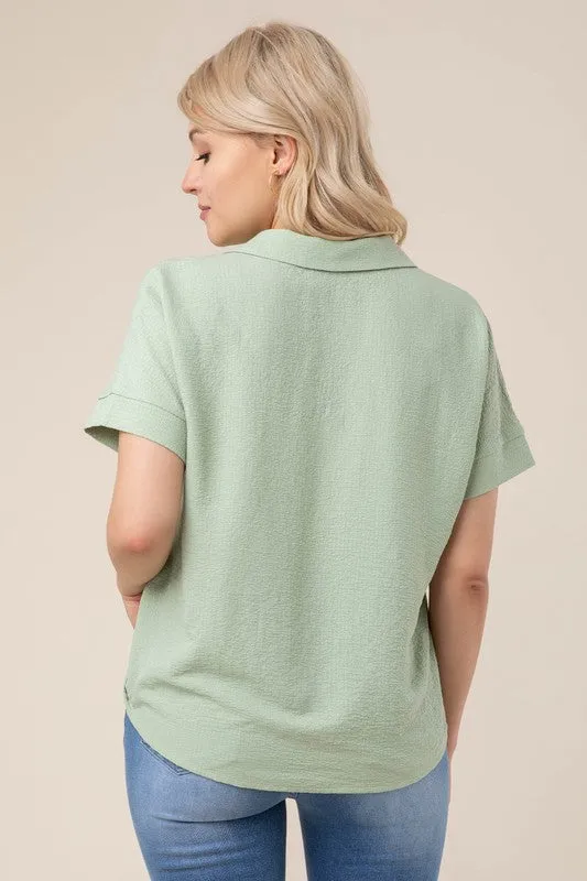 Elegant collared shirt v neck blouse