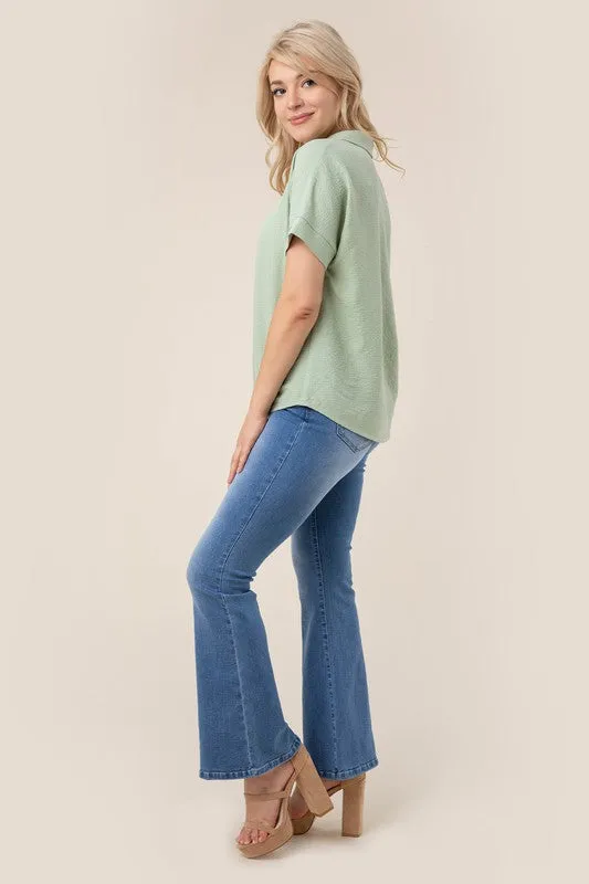 Elegant collared shirt v neck blouse