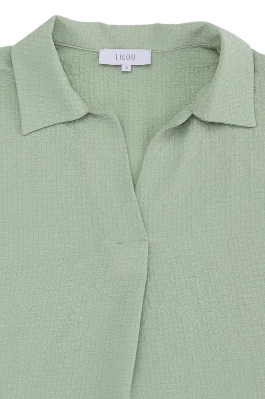 Elegant collared shirt v neck blouse