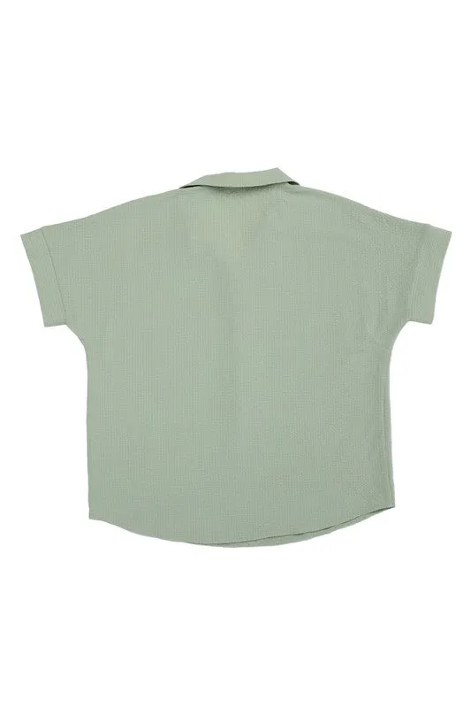 Elegant collared shirt v neck blouse