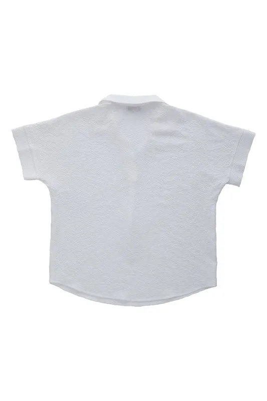 Elegant collared shirt v neck blouse