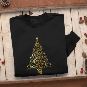 Gold Christmas Tree Christmas Sweatshirt, Womens Christmas Sweatshirt, Christmas Sweatshirts for Women, Christmas Women,Merry Christmas Sweatshirt