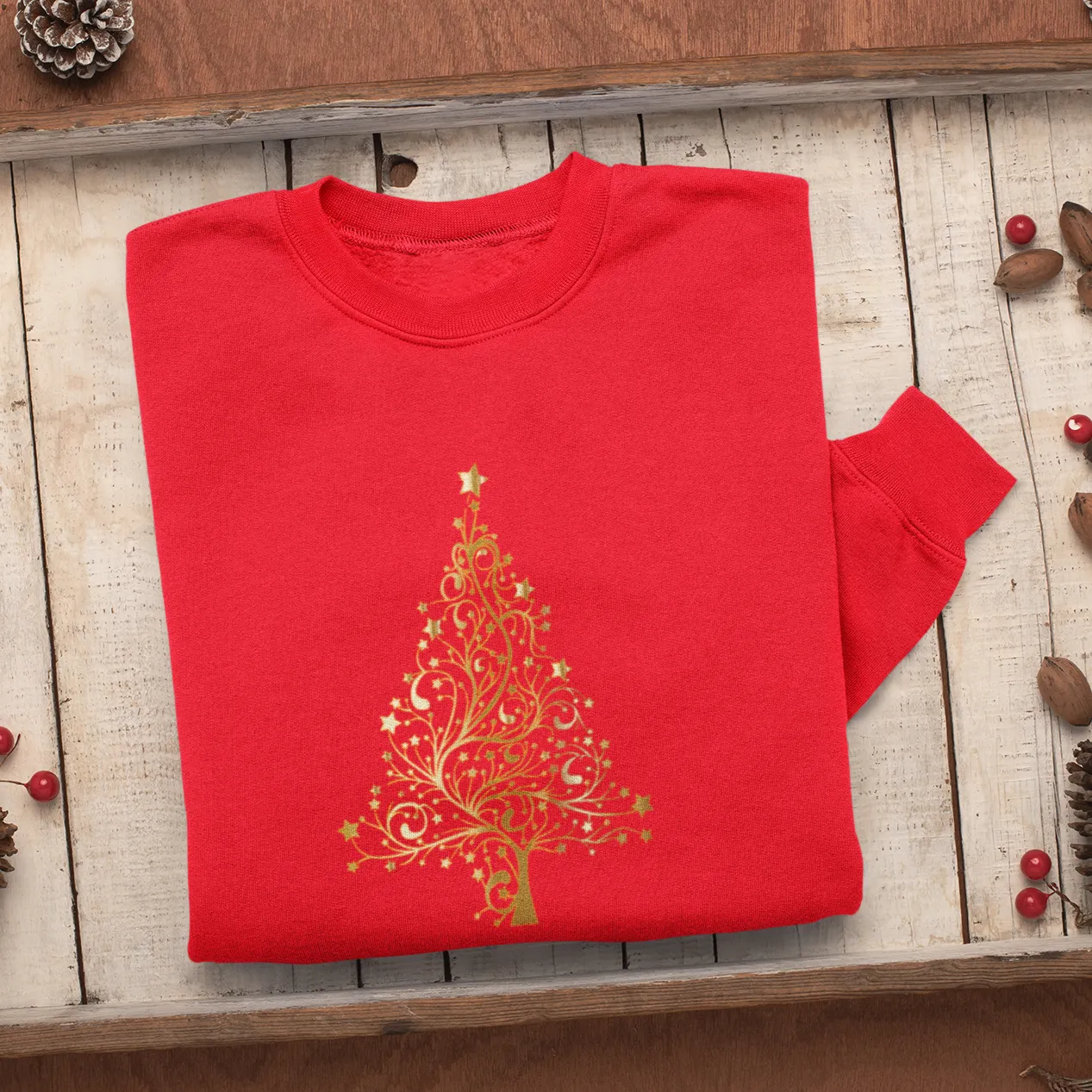 Gold Christmas Tree Christmas Sweatshirt, Womens Christmas Sweatshirt, Christmas Sweatshirts for Women, Christmas Women,Merry Christmas Sweatshirt