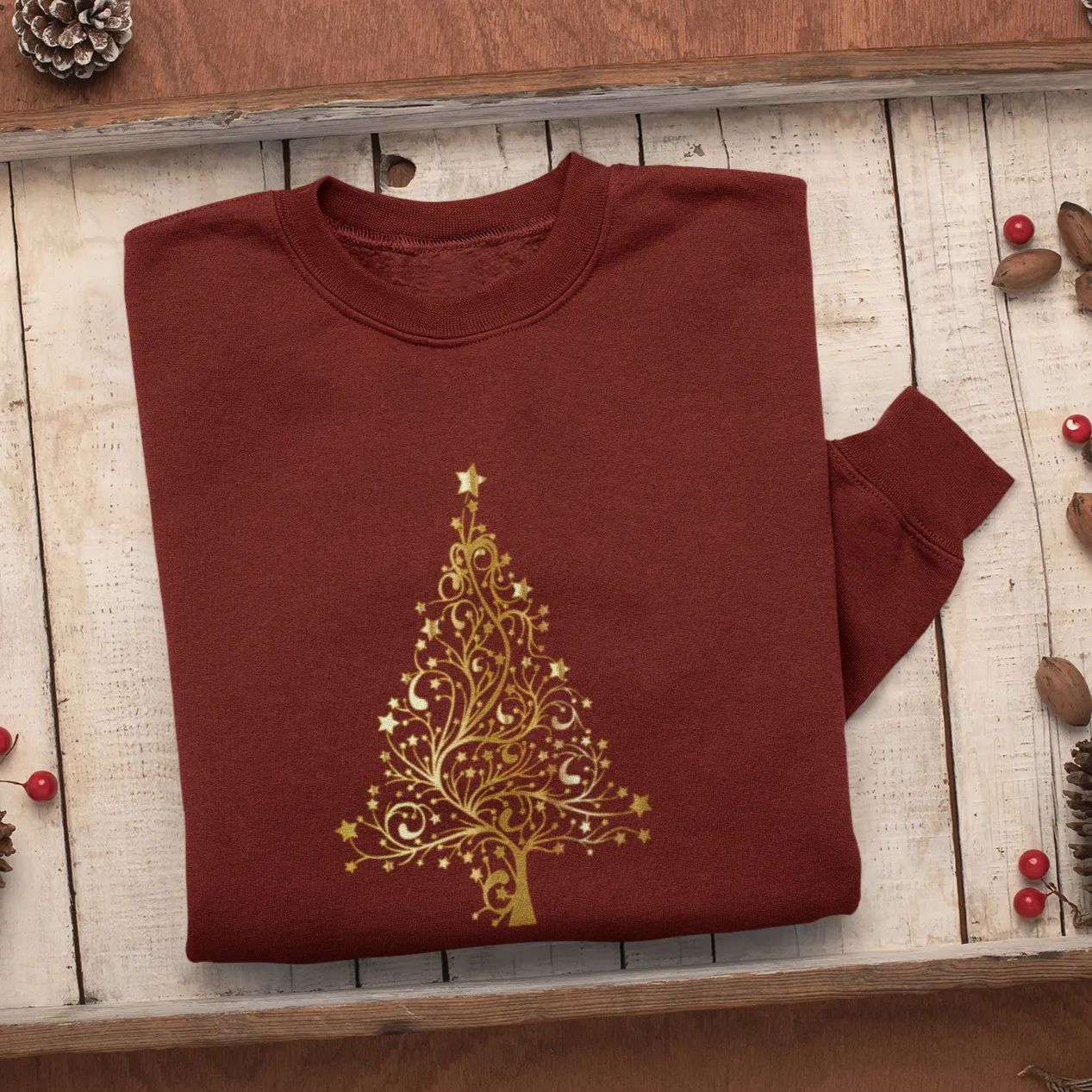 Gold Christmas Tree Christmas Sweatshirt, Womens Christmas Sweatshirt, Christmas Sweatshirts for Women, Christmas Women,Merry Christmas Sweatshirt