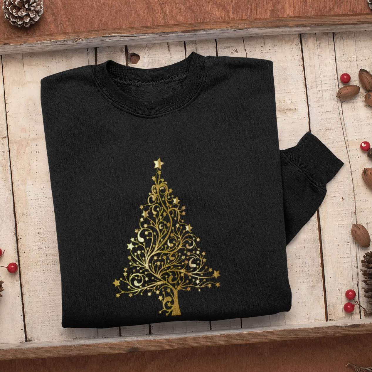 Gold Christmas Tree Christmas Sweatshirt, Womens Christmas Sweatshirt, Christmas Sweatshirts for Women, Christmas Women,Merry Christmas Sweatshirt
