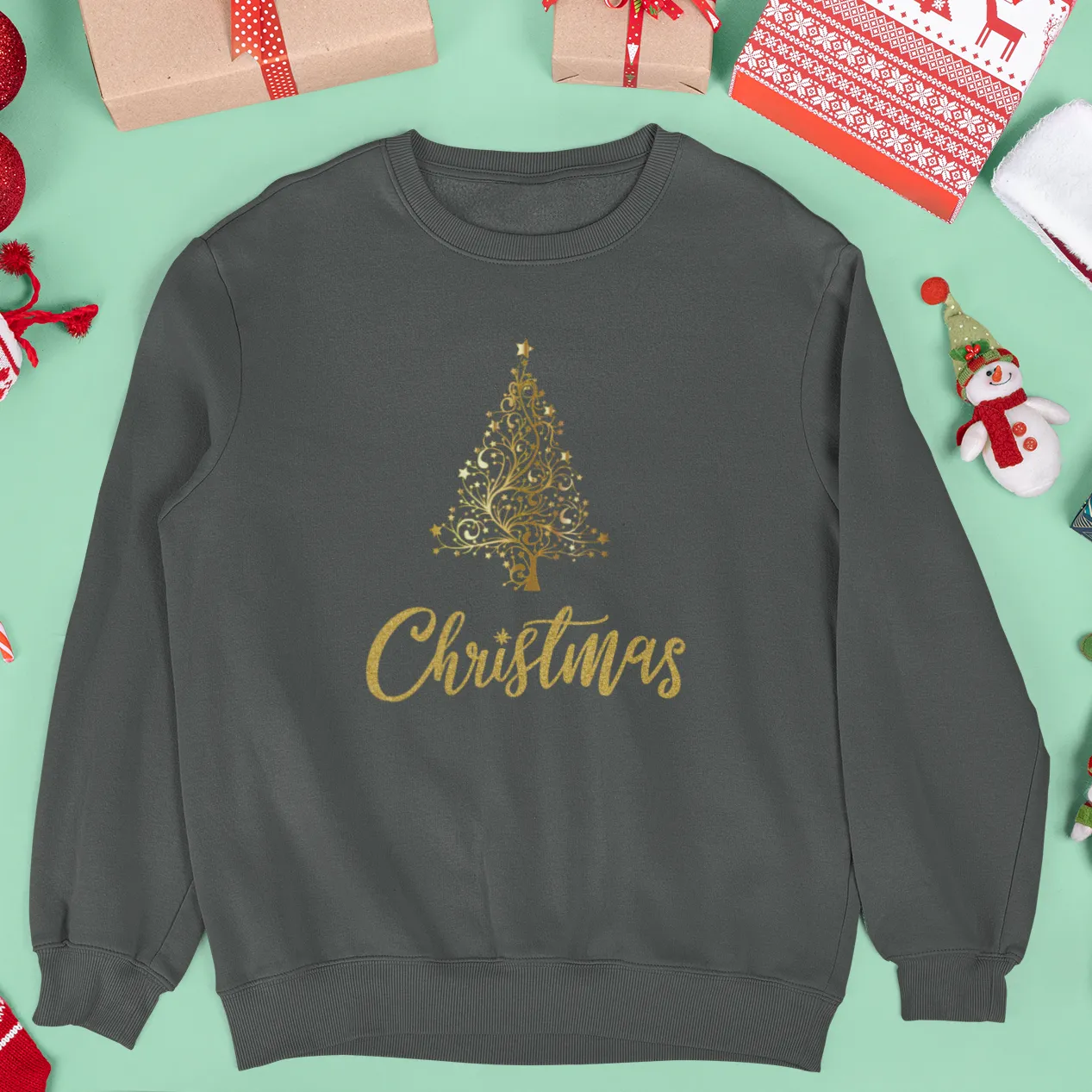 Gold Christmas Tree Christmas Sweatshirt, Womens Christmas Sweatshirt, Christmas Sweatshirts for Women, Christmas Women,Merry Christmas Sweatshirt
