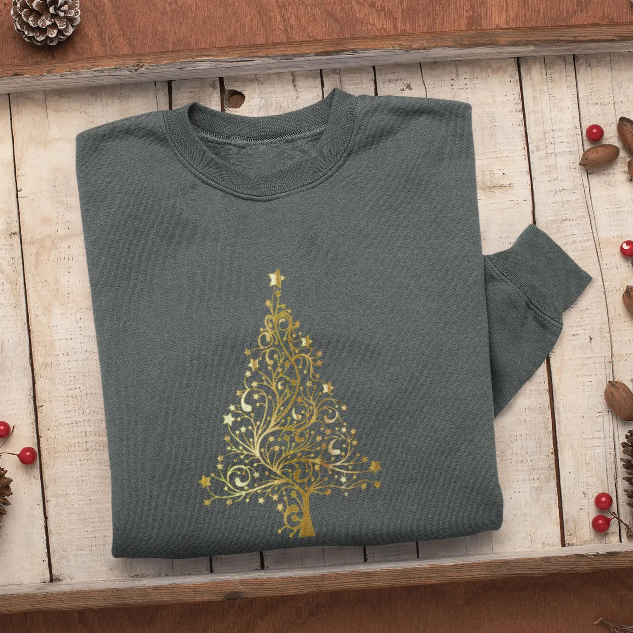 Gold Christmas Tree Christmas Sweatshirt, Womens Christmas Sweatshirt, Christmas Sweatshirts for Women, Christmas Women,Merry Christmas Sweatshirt