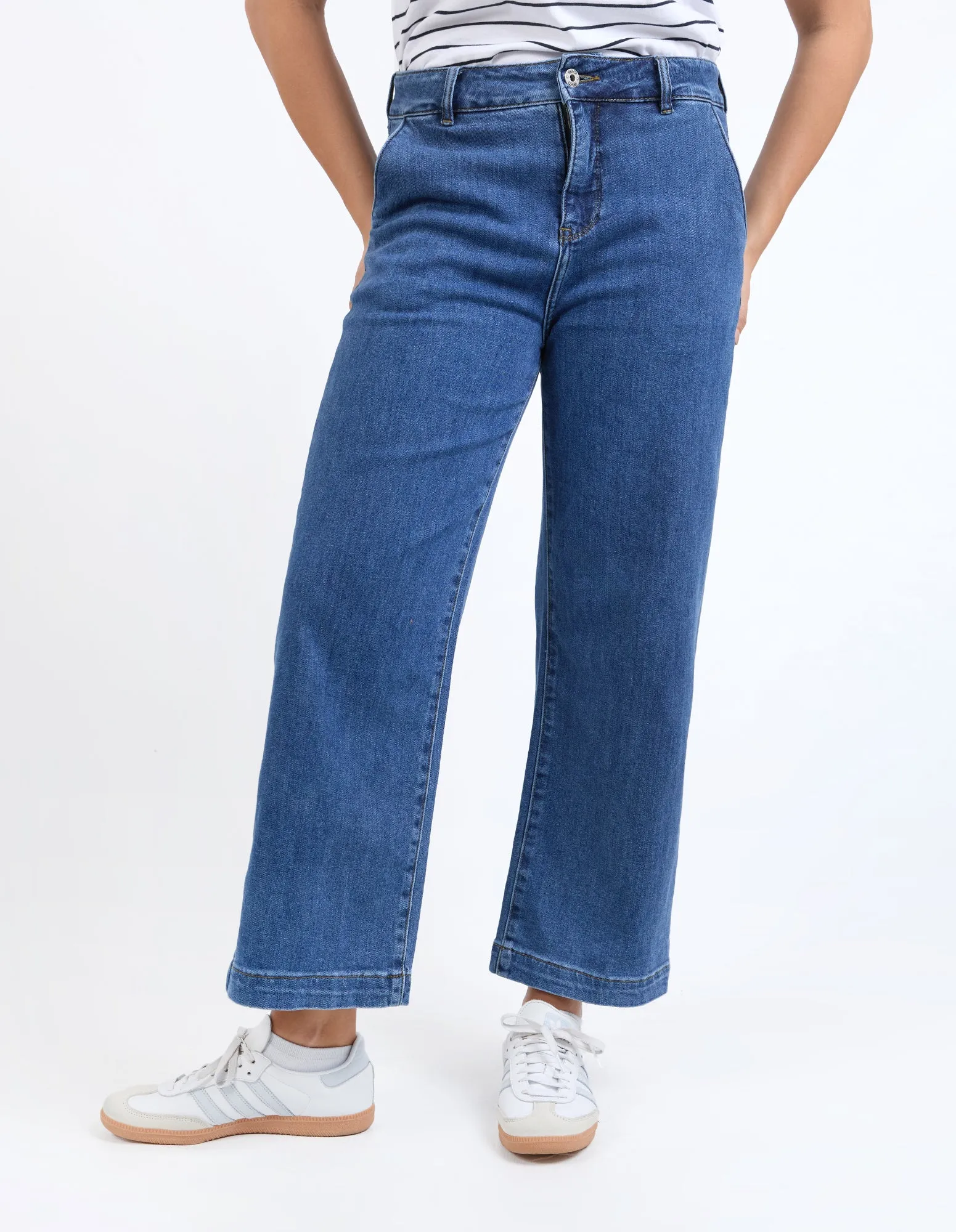 Izzy Wide Leg Jeans - Dark Blue Wash
