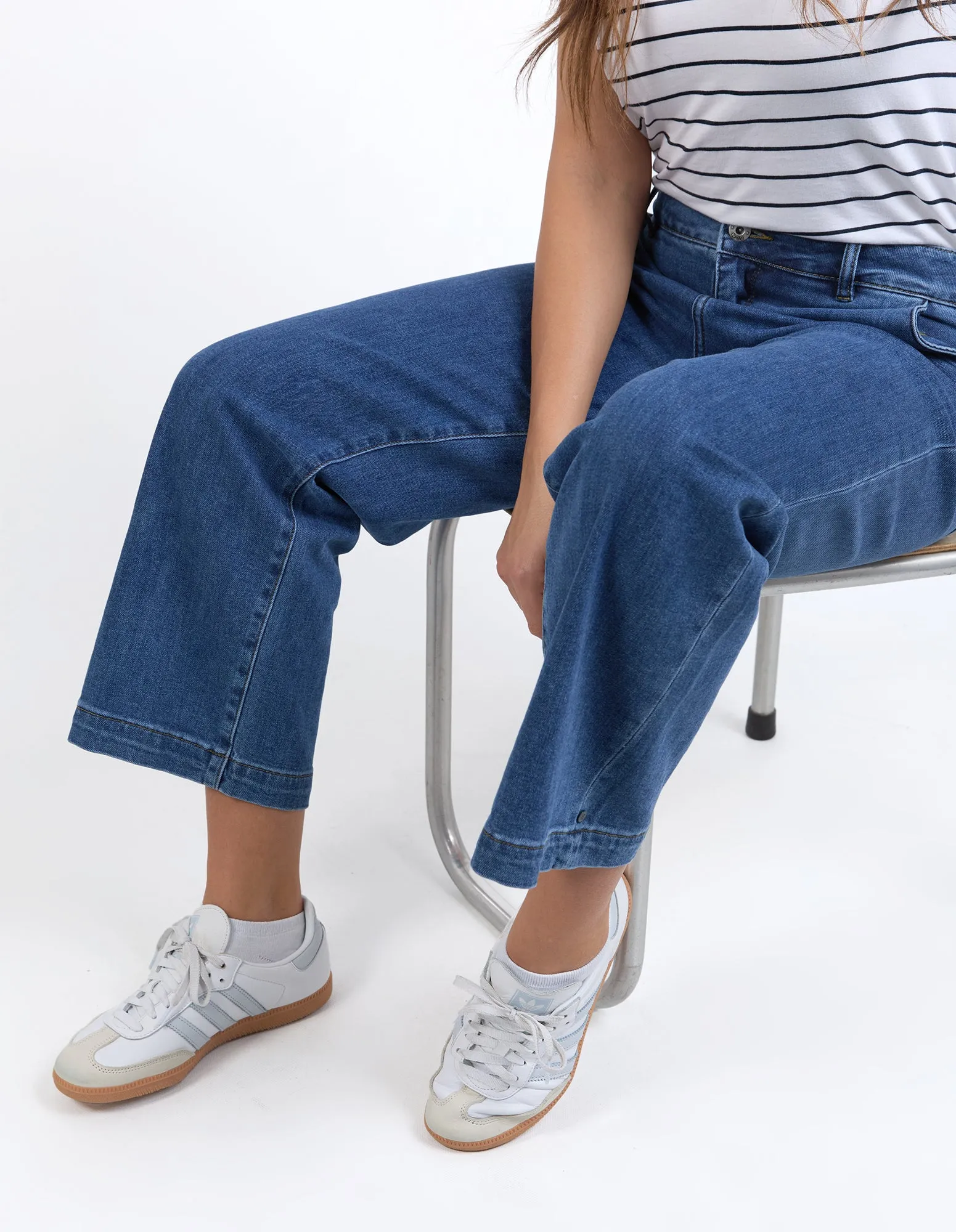 Izzy Wide Leg Jeans - Dark Blue Wash