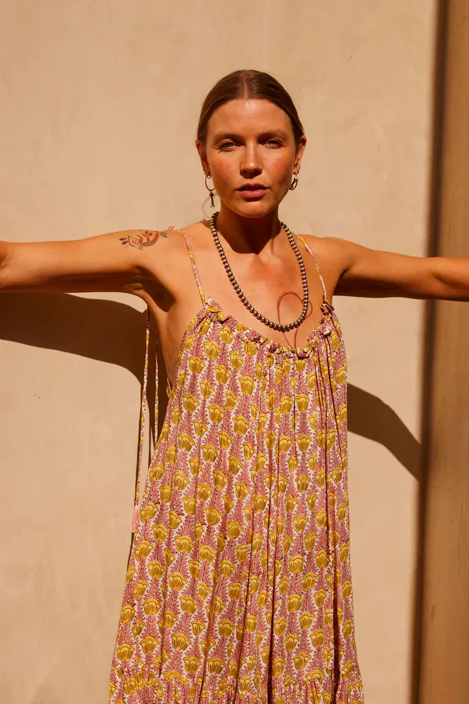 Jerusha mini dress in tulip bahamas pink