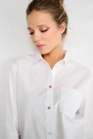 K-design - Blouse met gekleurde knopen (A754White)