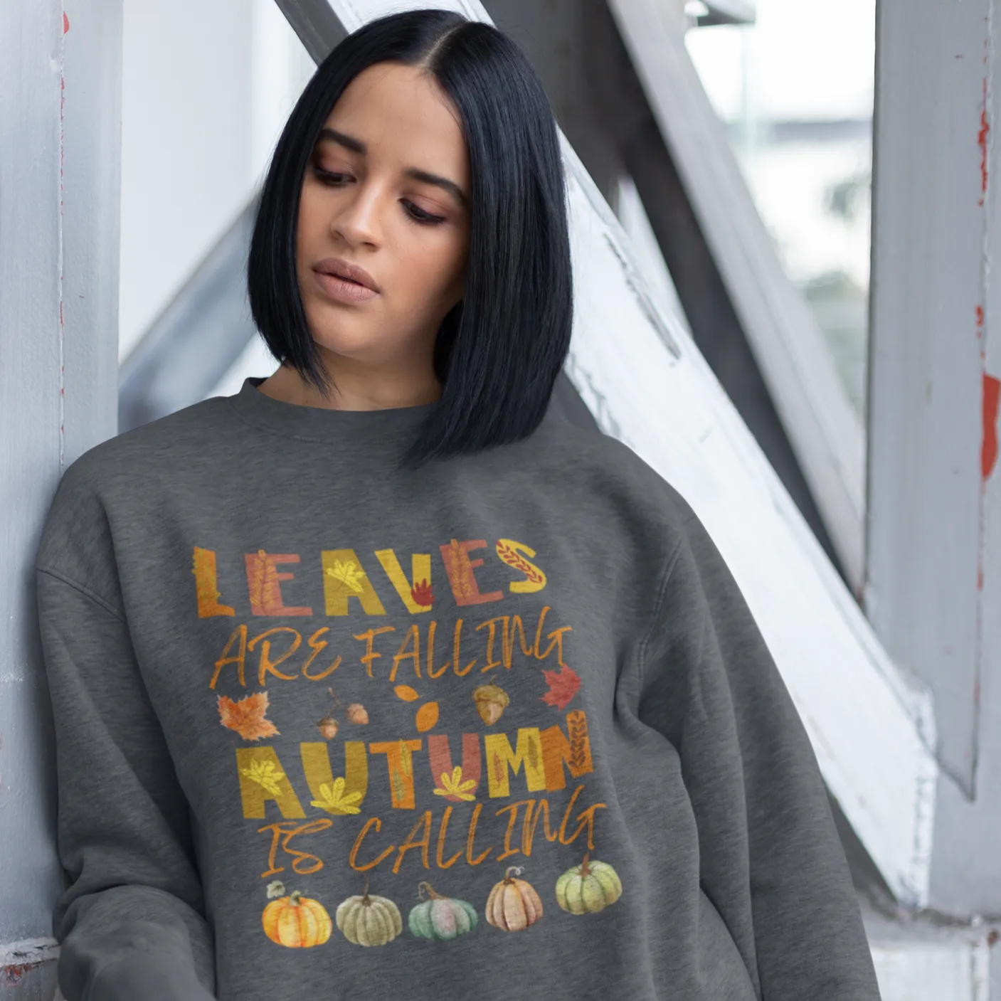 Leaves are Falling Autumn is Calling Sweatshirt, Autumn Leaves Sweatshirt, Autumn Skeleton Shirt, Pumpkin Fall Sweatshirt, Fall Sweatshirt
