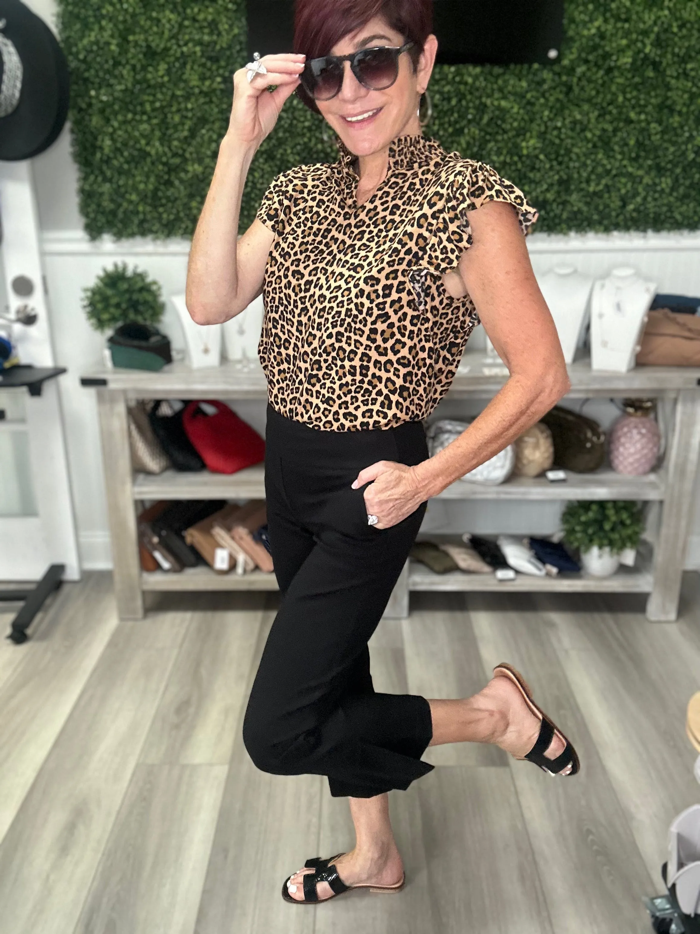 Luxury crop black pants