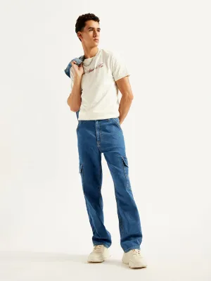 Men's 568 Blue Loose Straight Mid Rise Cargo Jeans