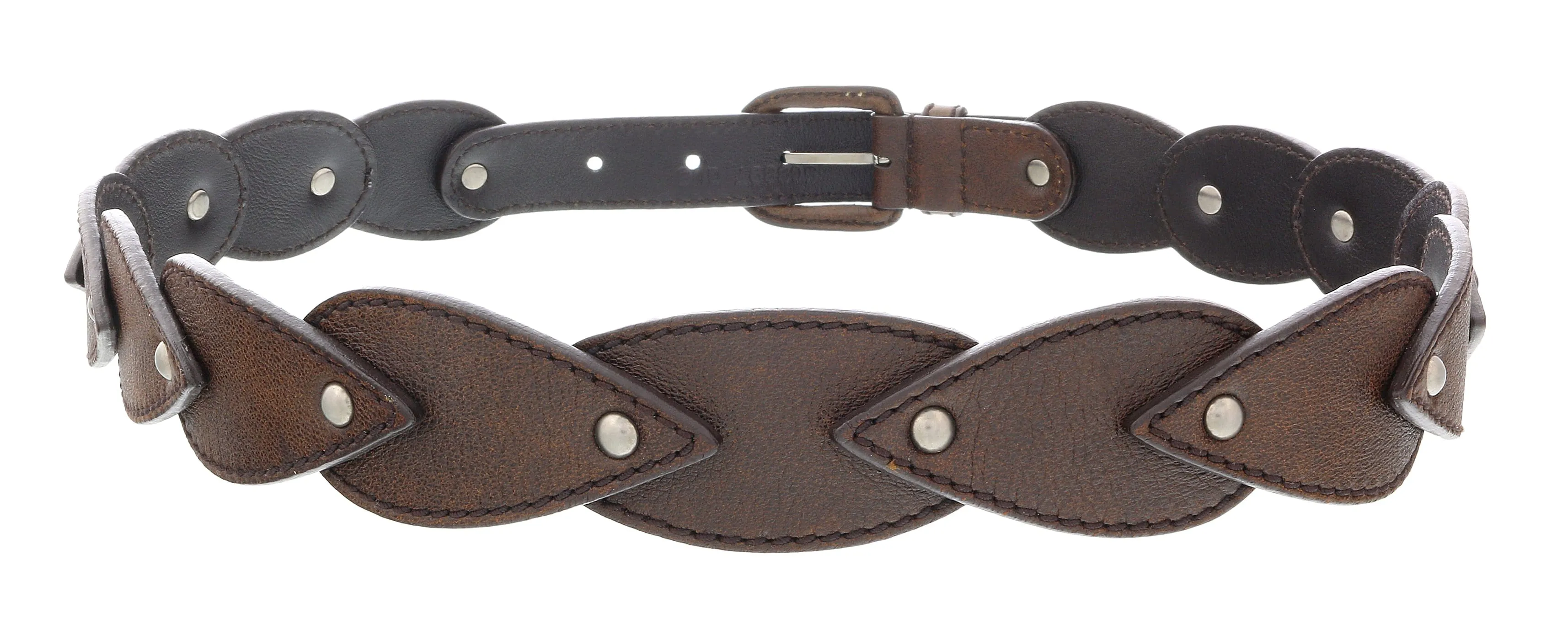 Miu Miu Brown Teardrop Tile Applique Classic Ring  Belt-
