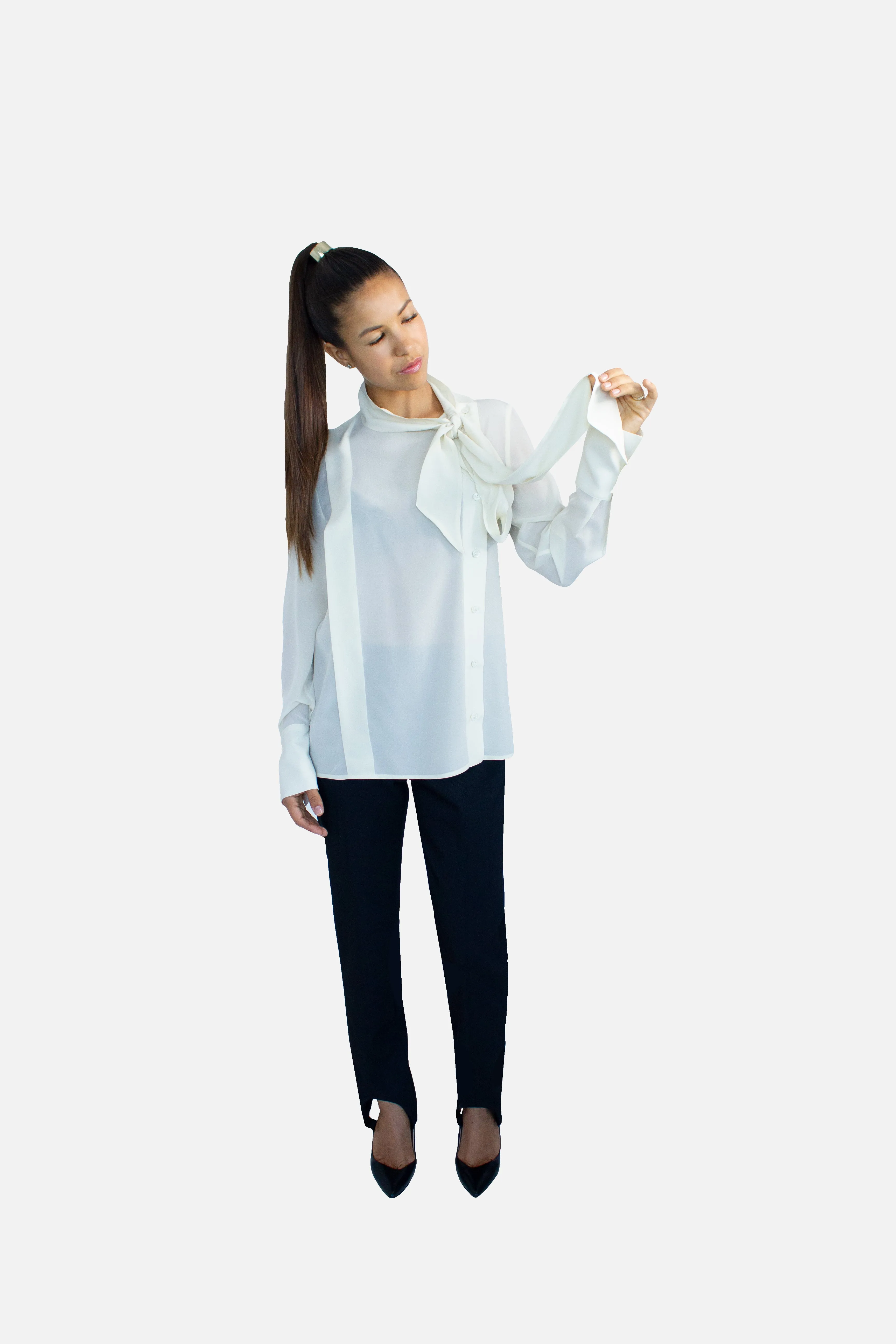 Pussy-Bow Silk Blouse