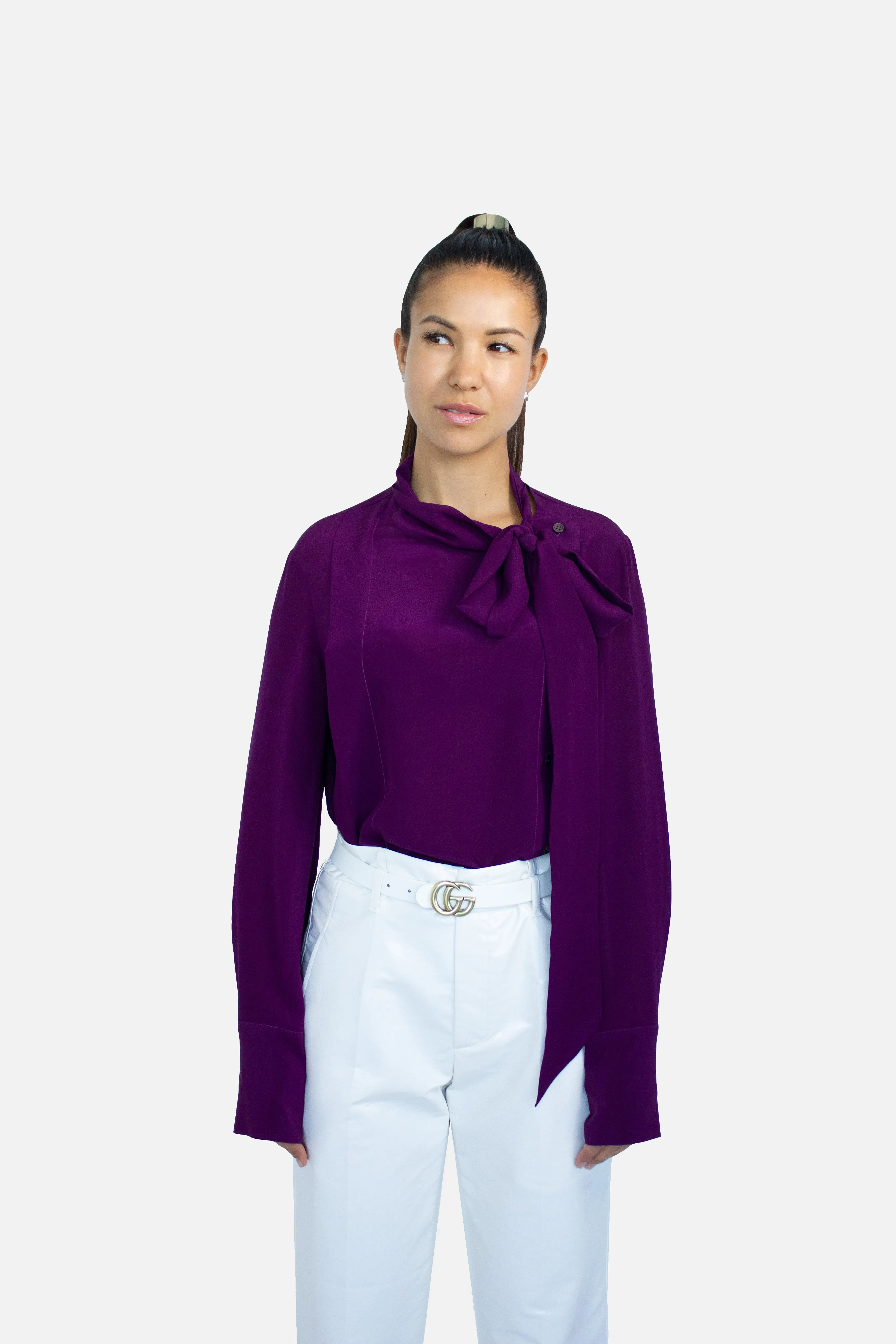 Pussy-Bow Silk Blouse