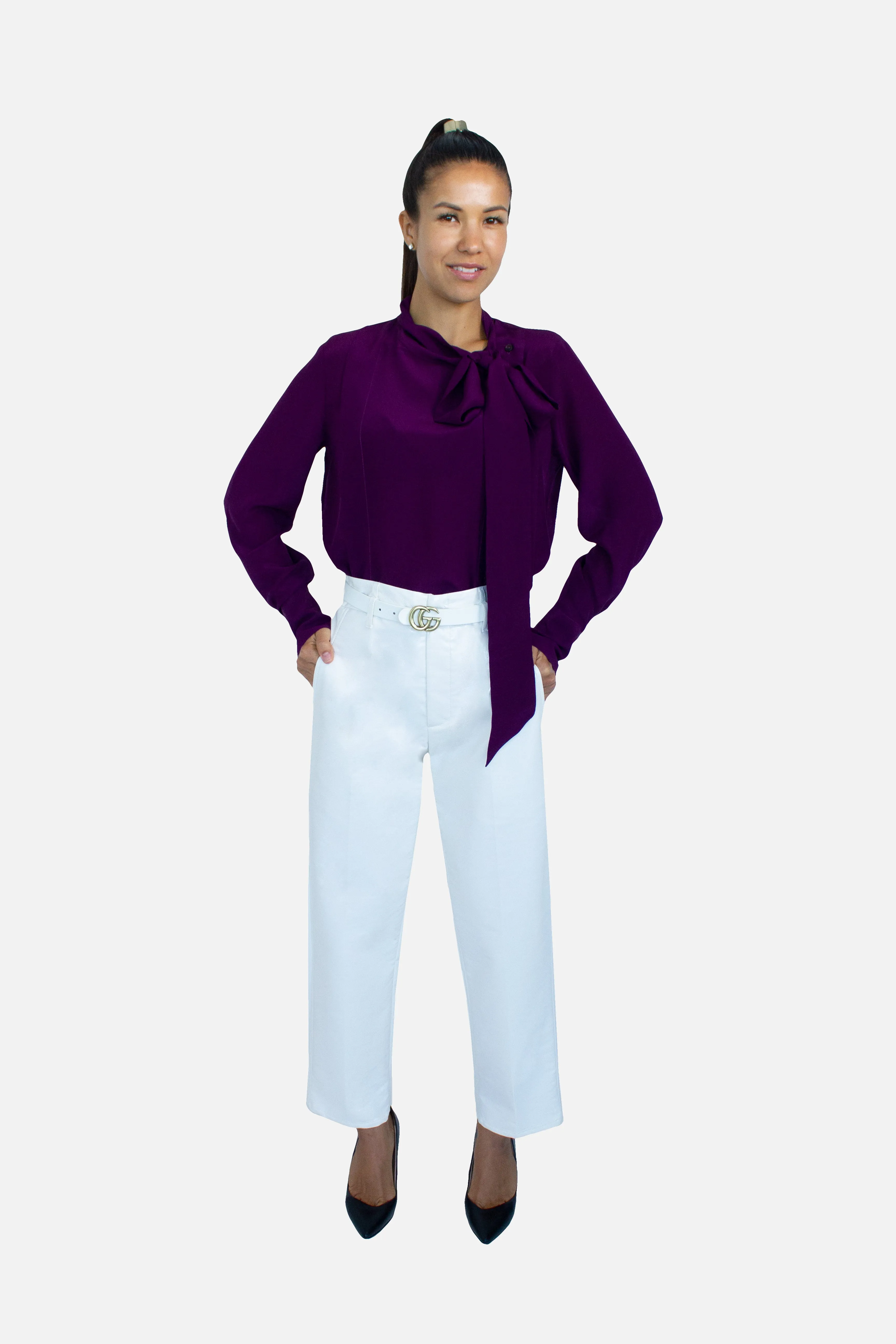 Pussy-Bow Silk Blouse