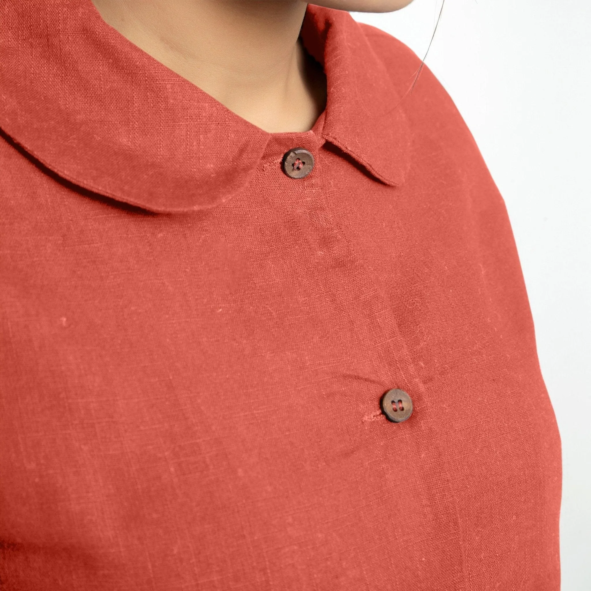 Red 100% Cotton Peter Pan Button-Down Shirt