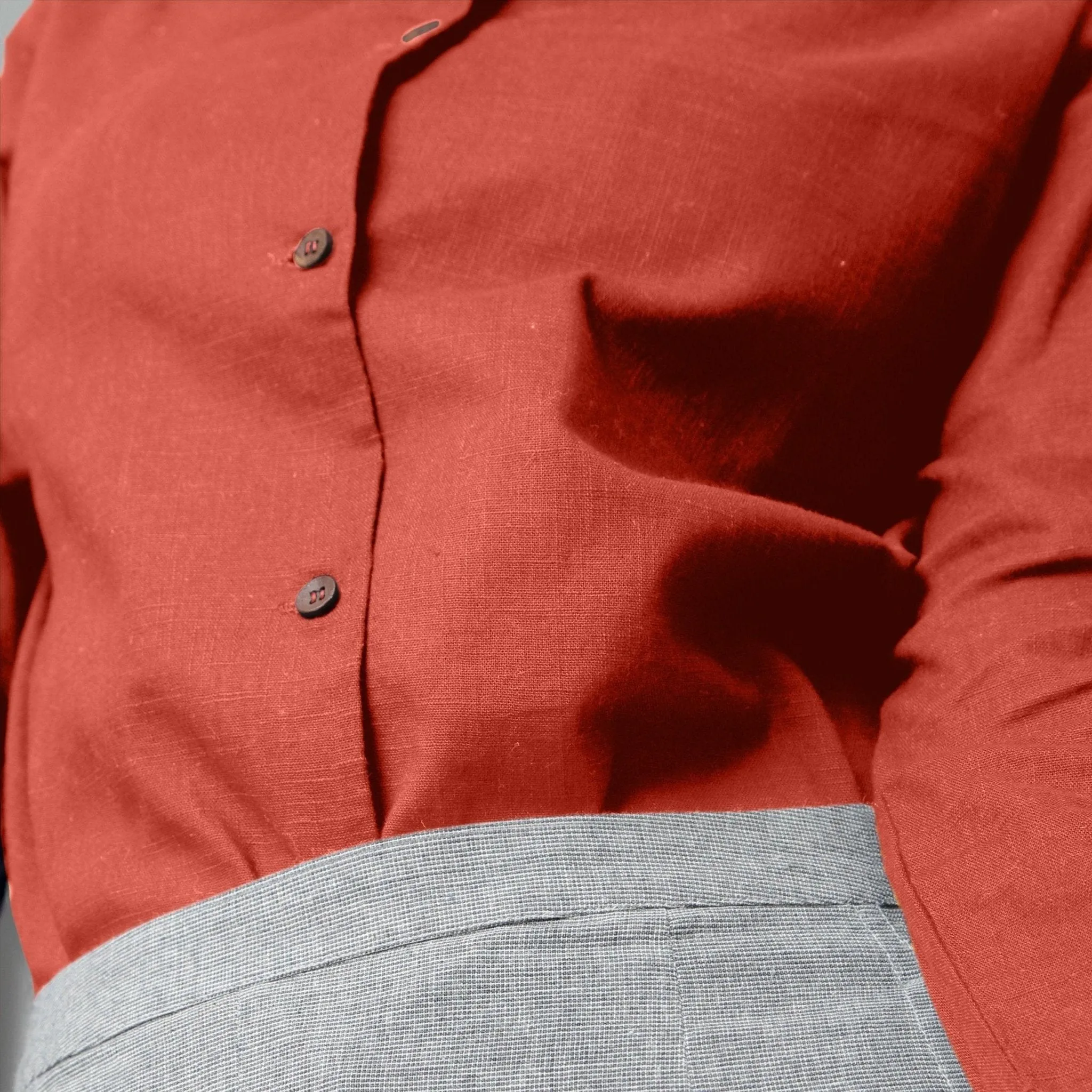 Red 100% Cotton Peter Pan Button-Down Shirt