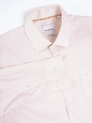 Regular Fit Geometric Cream Shirt For Men