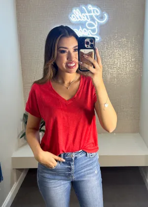 Sarah V Neck Cuffed Top